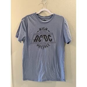 AC/DC High Voltage Men's Soft Light Blue Band Logo T-Shirt Size Small